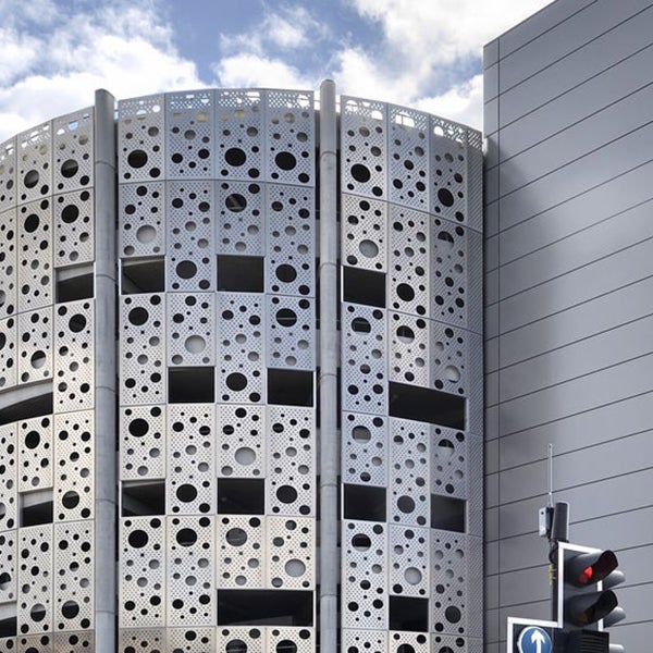 Outside view of the multi-storey car park at the Scottish Event Campus.